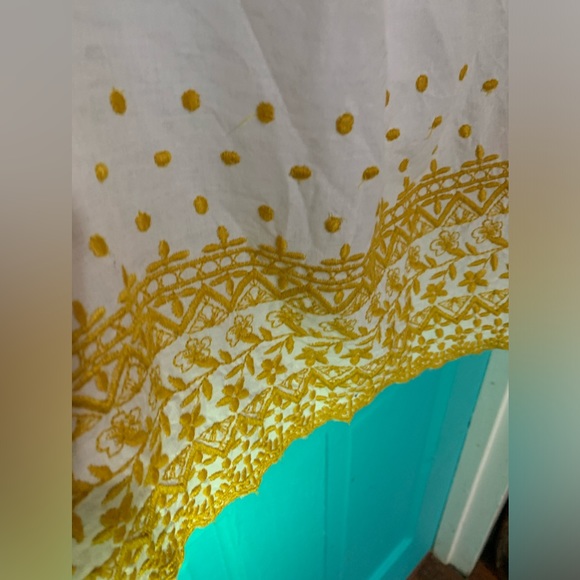 Boho Embroidered Yellow Cropped Ruffle Top - Picture 7 of 7